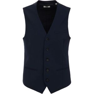 Gilet - Slim Fit - Geweven Stof - Knoopsluiting - Zwart