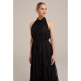 WE Fashion - Dames Maxi-jurk - Zwart - Lurex-kwaliteit - Regular fit
