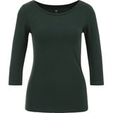 WE Fashion - Shirt - Donkergroen - Jersey - Driekwart Mouw - Aansluitende Pasvorm