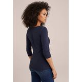 WE Fashion - Top - Donkerblauw - Katoenmix - 3/4 Mouwen