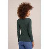 WE Fashion - Shirt - Donkergroen - Lange Mouw - Getailleerd Model
