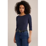 WE Fashion Dames T-shirt met driekwart mouwen