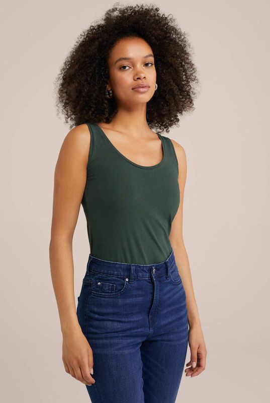 Haltertop - Effen - Katoen - Mouwloos - Slanke Pasvorm