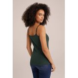 WE Fashion - Spaghetti Top - Donkergroen - Slanke Pasvorm - Mouwloos