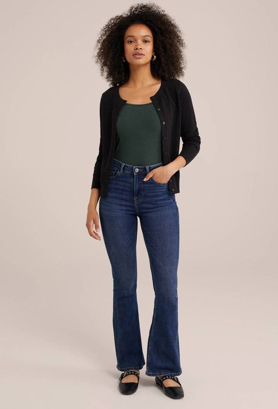 WE Fashion - Spaghetti Top - Donkergroen - Slanke Pasvorm - Mouwloos