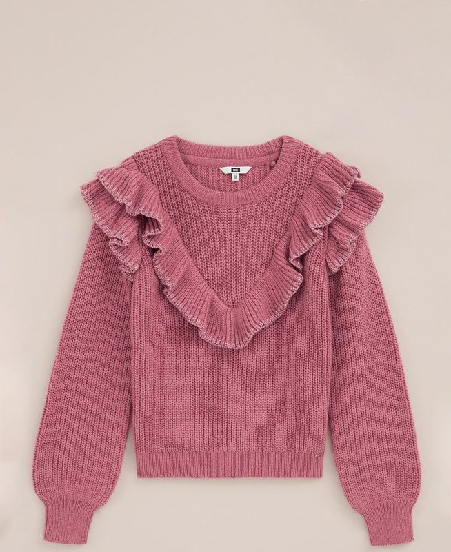 WE Fashion Meisjes gebreide trui met ruches