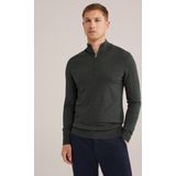 Fundamentals - Slim Fit Trui met Rits - Grijsgroen - Katoen