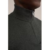 Fundamentals - Slim Fit - Heren Trui met Rits - Grijsgroen - Katoen