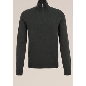 Fundamentals - Slim Fit Trui met Rits - Grijsgroen - Katoen