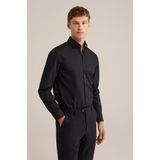 Fundamentals - Heren Overhemd - Anti-Odour - Zwart - Katoen - Slim Fit