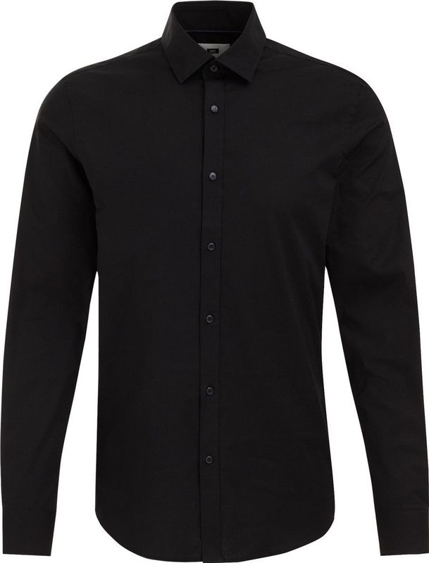 Fundamentals - Heren Overhemd - Anti-Odour - Zwart - Katoen - Slim Fit