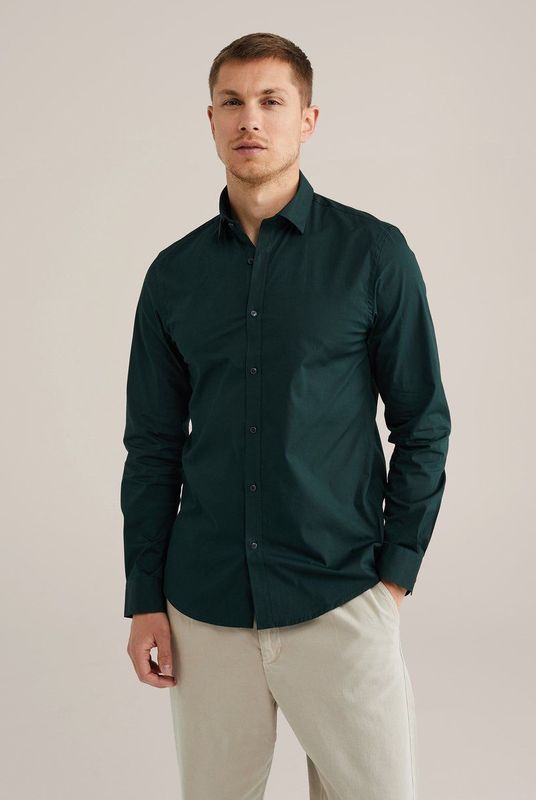 Fundamentals - Heren Overhemd - Zeegroen - Katoen - Anti-Odour - Slim Fit