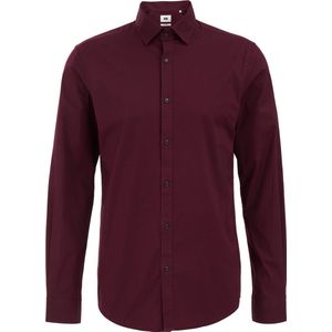 Fundamentals - Heren Overhemd - Bordeauxrood - Katoen - Slim Fit