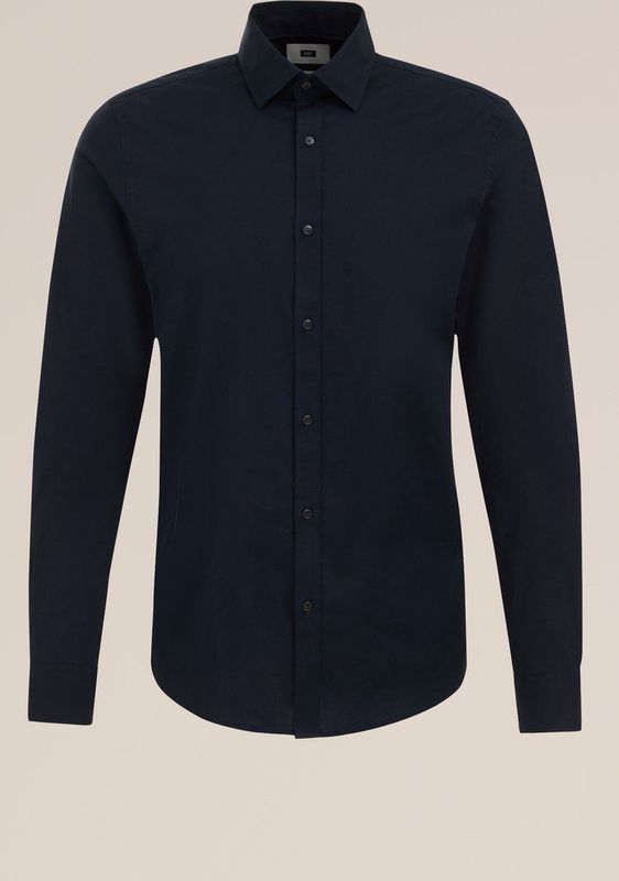 Fundamentals - Slim Fit - Overhemd - Donkerblauw - Katoen