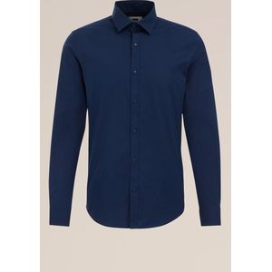 Fundamentals - Slim Fit - Heren Overhemd - Marineblauw - Katoen
