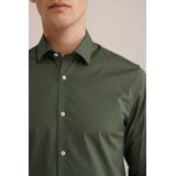 Fundamentals - Slim Fit - Heren Overhemd - Legergroen - Katoen