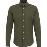 Fundamentals - Slim Fit - Heren Overhemd - Legergroen - Katoen