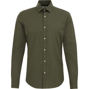 Fundamentals - Slim Fit - Heren Overhemd - Legergroen - Katoen