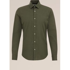 Fundamentals - Slim Fit - Heren Overhemd - Legergroen - Katoen