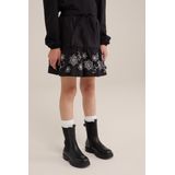 Plooirok - Katoenmix - Elastische Taille - Striksluiting - Borduursels - Ruches