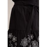 Plooirok - Katoenmix - Elastische Taille - Striksluiting - Borduursels - Ruches