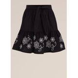 Plooirok - Katoenmix - Elastische Taille - Striksluiting - Borduursels - Ruches