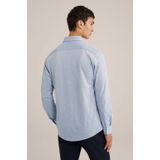 WE Fashion - Tall Fit Overhemd - IJsblauw - Piquéjersey - Katoen
