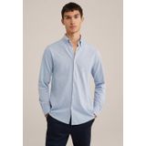 WE Fashion - Tall Fit Overhemd - IJsblauw - Piquéjersey - Katoen