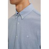 WE Fashion - Tall Fit Overhemd - IJsblauw - Piquéjersey - Katoen