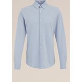 WE Fashion - Tall Fit Overhemd - IJsblauw - Piquéjersey - Katoen