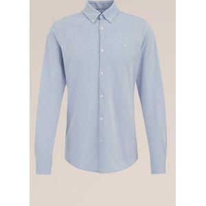 WE Fashion - Tall Fit Overhemd - IJsblauw - Piqu�éjersey - Katoen