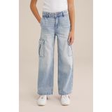 WE Fashion Meisjes wide leg jeans met stretch