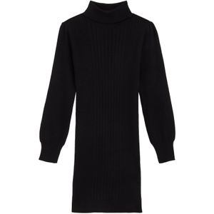 Jurk - Ribstructuur - Viscosemix - Col - Lange Mouwen - Slim Fit