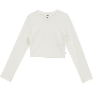 WE Fashion Meisjes cropped T-shirt van ribstof