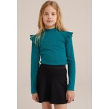 WE Fashion Meisjes geribd T-shirt met ruches