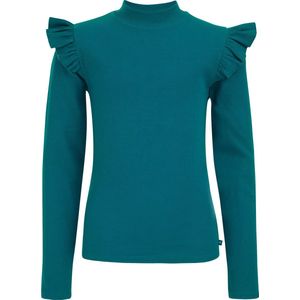 WE Fashion Meisjes geribd T-shirt met ruches