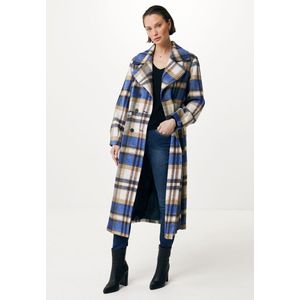 Mexx - Geruite Trenchcoat - Bright Blue - Dames - Winterjassen