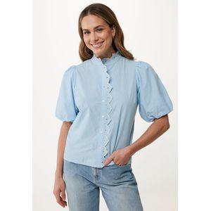Mexx - Damesblouse - Katoen - Wit - Opstaande Kraag - Knoopsluiting