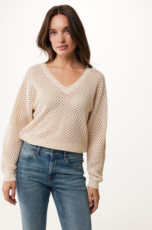 Mexx - Trui Mini Pailletten - Taupe Sand - Polyester