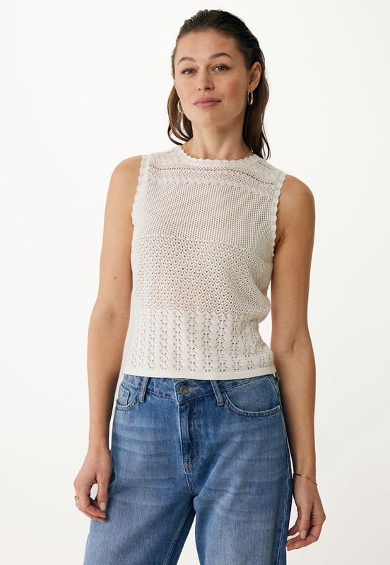 Mexx Cardigan Patch Ajour Dull White Dames - Maat L