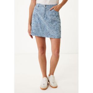 Strokenrok - Bloemenprint - Denim - Kort