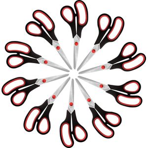 Belle Vous Scharen Grootverpakking (10 Pak) – 19,5 cm Totale Lengte – Scherpe Roestvrij Stalen Bladen – Zachte Comfort Grip Handvatten – Voor Kantoor en Thuis – Multifunctionele Hobby Schaar