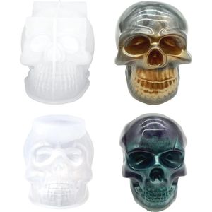 Grote Doodskop Siliconen Mal voor Epoxyhars en Beton - Halloween Schedel Gietvorm voor Kaarsen