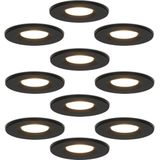 Set van 10 Inbouwspots - Dimbaar - 6 Watt - 2700K Warm wit licht - IP65 waterdicht - Plafondspot Zwart - Venezia