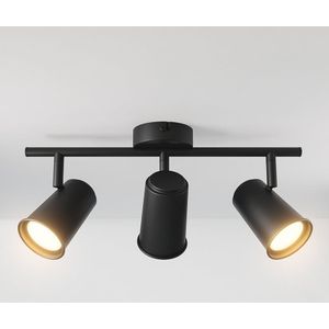 HOFTRONIC - Riga LED Deckenleuchte 3 flammig Schwarz - Schwenkbar und Dimmbar - 3 Strahler - GU10 2700K Warmweiß - Deckenlampe für Wohnzimmer - Aufbau Deckenspot