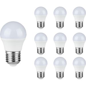 10x E27 LED Lamp - 5.5 Watt - 470 Lumen - Kogellamp G45 - 3000K Warm wit licht - Vervangt 40 Watt