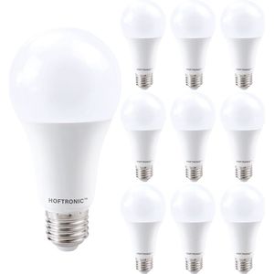 HOFTRONIC - Voordeelverpakking 10X E27 LED Lampen - 15 Watt 1521lm - Vervangt 100 Watt - 4000K Neutraal wit licht - Grote fitting - A60 peertje E27 Lamp