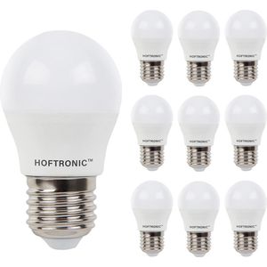 HOFTRONIC - Voordeelverpakking 10X E27 LED Lampen - 4,8 Watt 470lm - Vervangt 40 Watt - 4000K Neutraal wit licht - Grote fitting - G45 vorm E27 Lamp