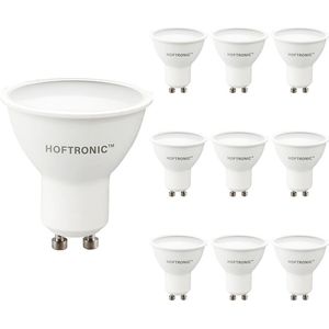 HOFTRONIC - Voordeelverpakking 10X GU10 LED Spots - 4,5 Watt 400lm - Vervangt 35 Watt - 6500K Daglicht wit - LED Reflector - GU10 LED lamp