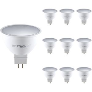 HOFTRONIC - Voordeelverpakking 10X GU5.3 LED Spots - 4,3 Watt 400lm - Vervangt 35 Watt - 2700K Warm wit licht - LED Reflector - GU10 LED lamp